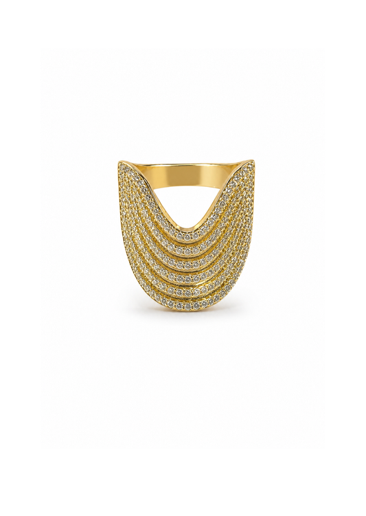 Anillo armadura chapa de oro con zirconias