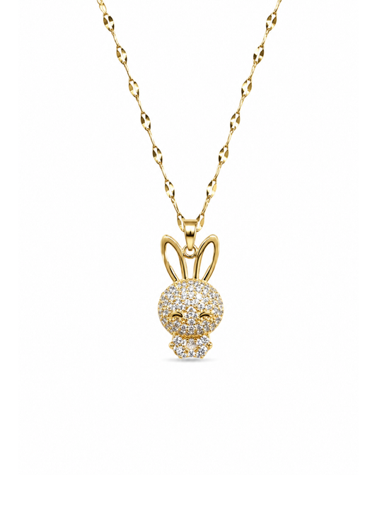 Collar conejo acero inoxidable con zirconias