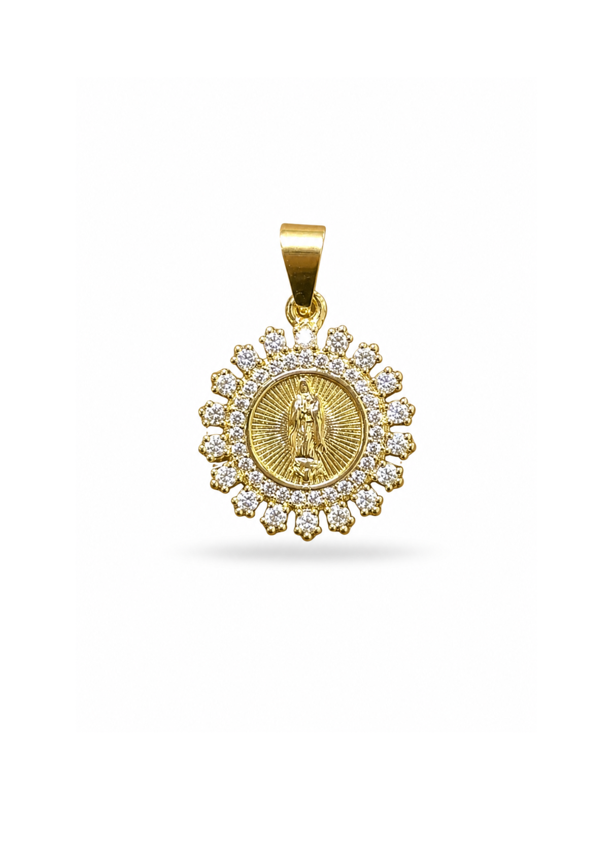 Dije medalla redondo virgen de Guadalupe acero inoxidable