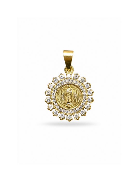 Dije medalla redondo virgen de Guadalupe acero inoxidable