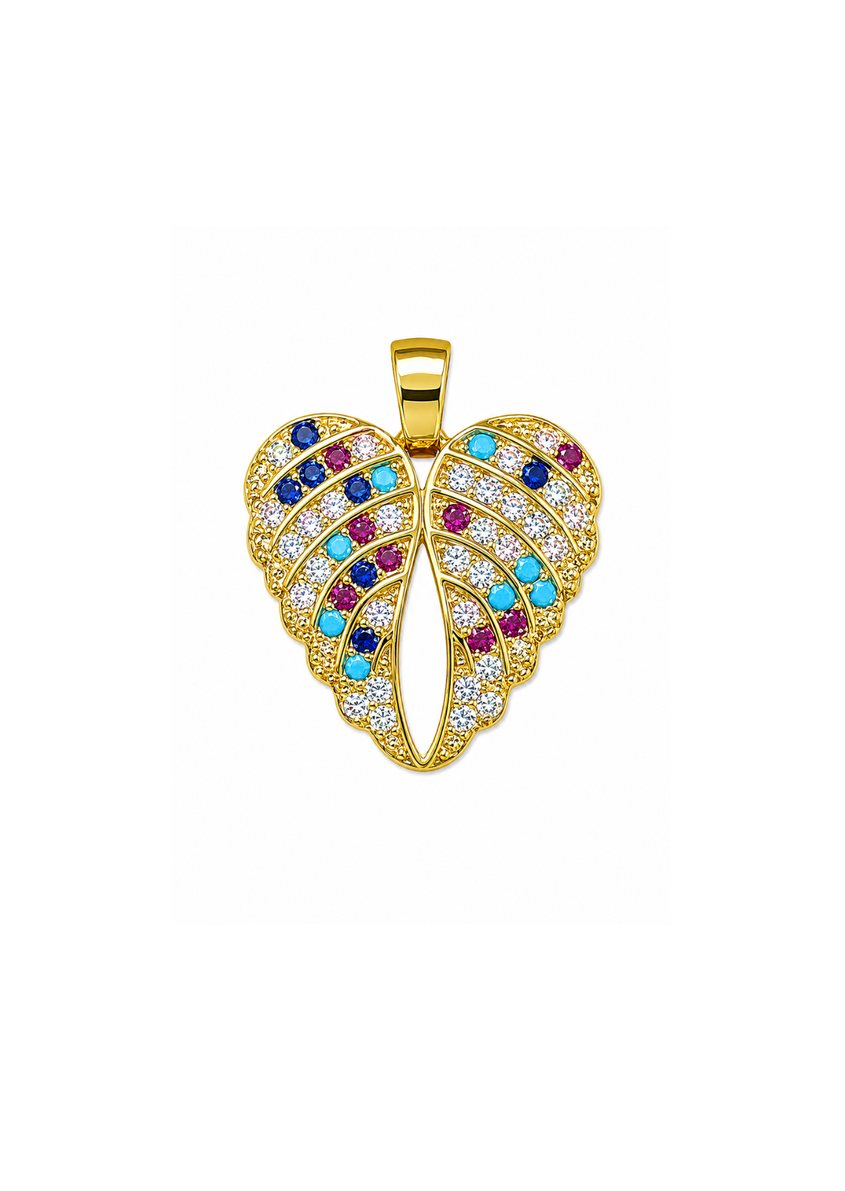 Dije alas con zirconias de colores acero inoxidable