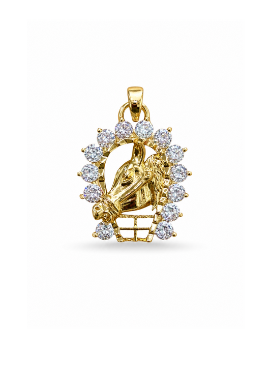 Dije caballo imperial con zirconias acero inoxidable