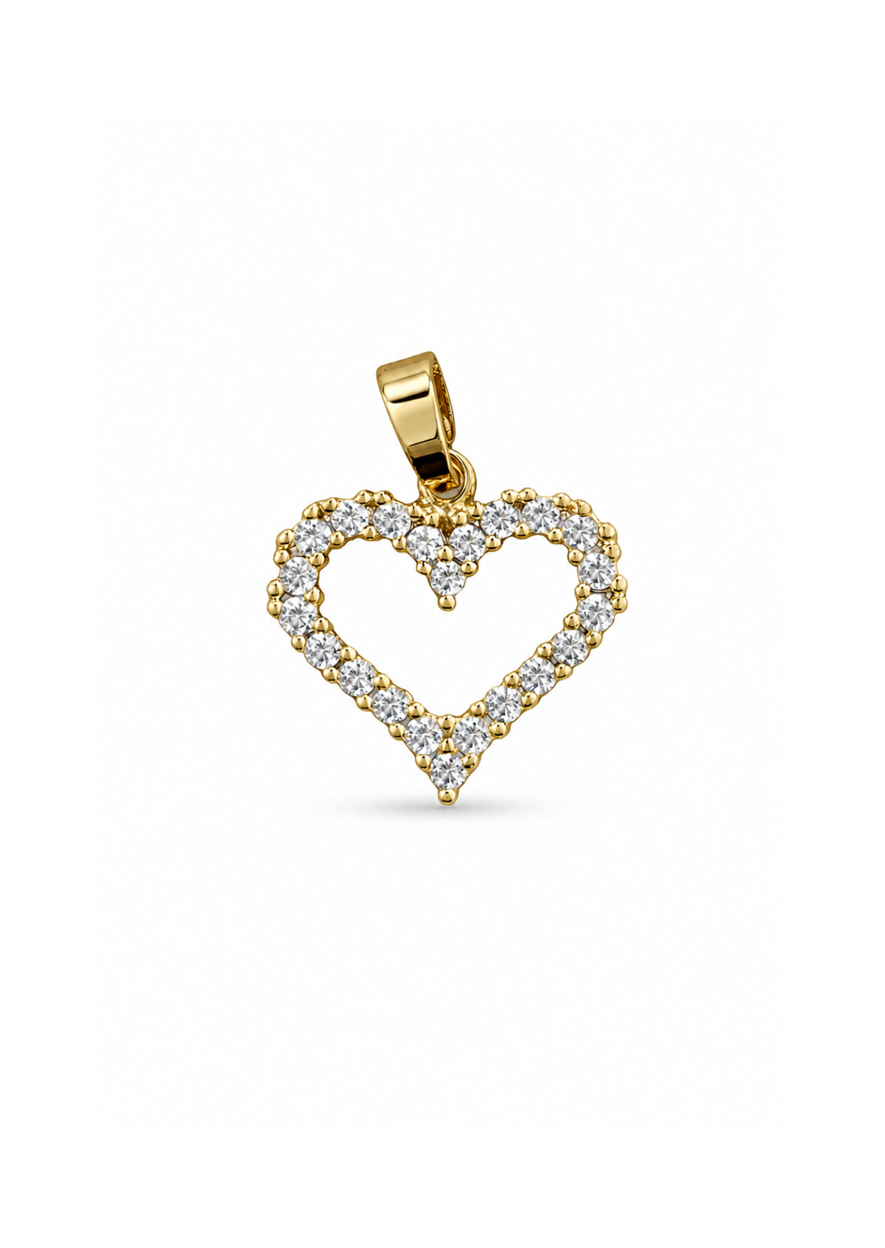 Dije corazón con zirconias acero inoxidable