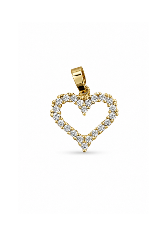 Dije corazón con zirconias acero inoxidable