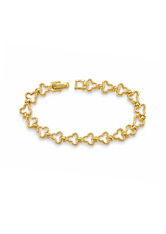Pulsera trébol en serie baño de oro