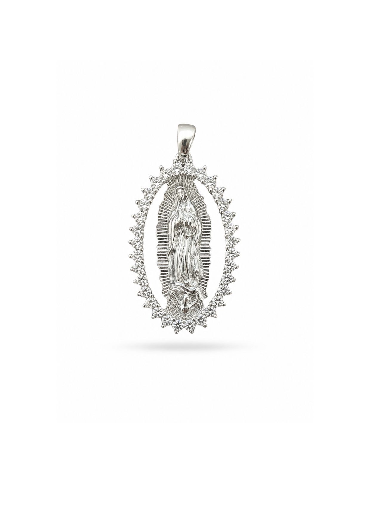 Dije oval Virgen de Guadalupe silver luxe acero inoxidable