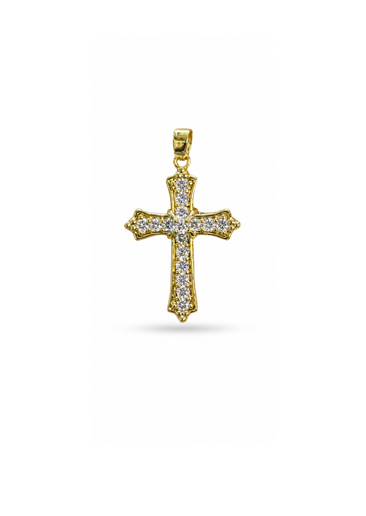 Dije cruz estilo barroco con zirconias acero inoxidable