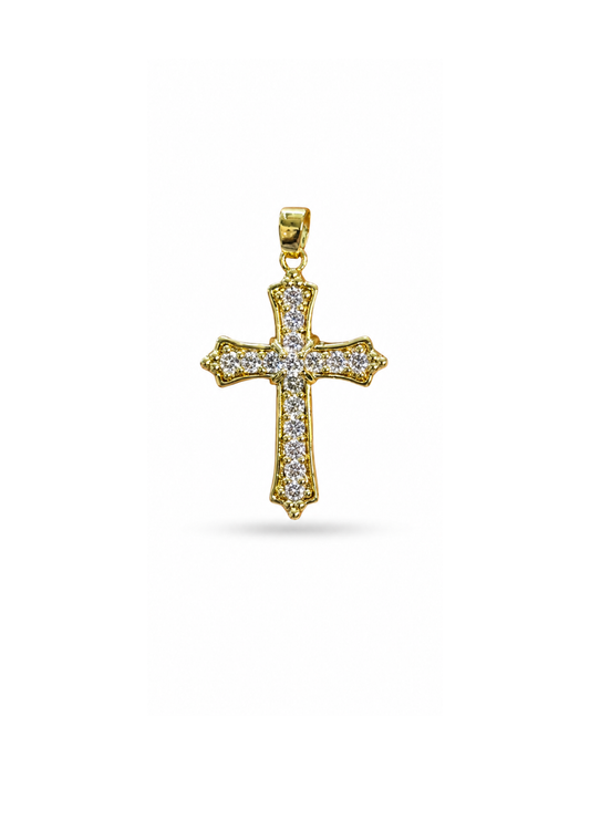 Dije cruz estilo barroco con zirconias acero inoxidable
