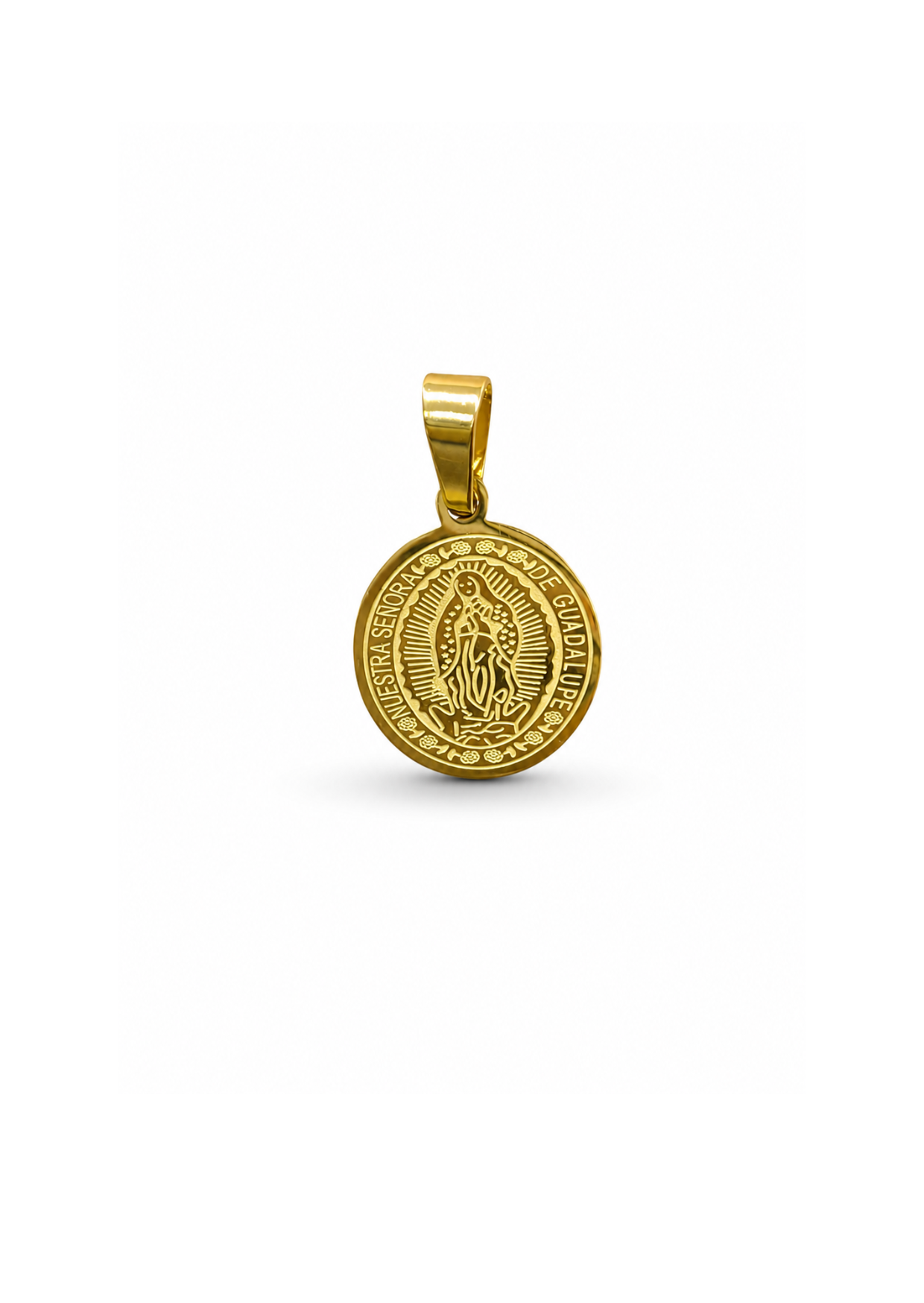 Dije medalla Guadalupe clásica chica acero inoxidable