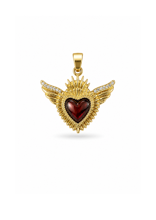 Dije sagrado corazón alado acero inoxidable