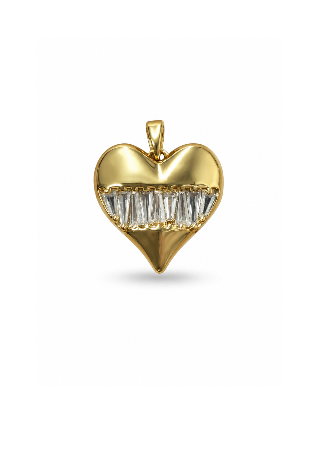 Dije golden baguette heart acero inoxidable