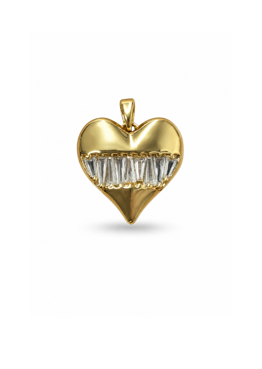 Dije golden baguette heart acero inoxidable
