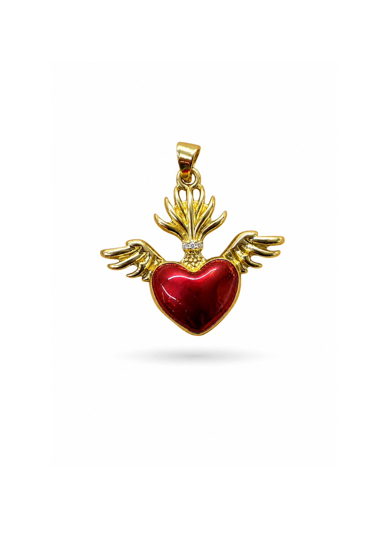 Dije sagrado corazón fuego divino acero inoxidable
