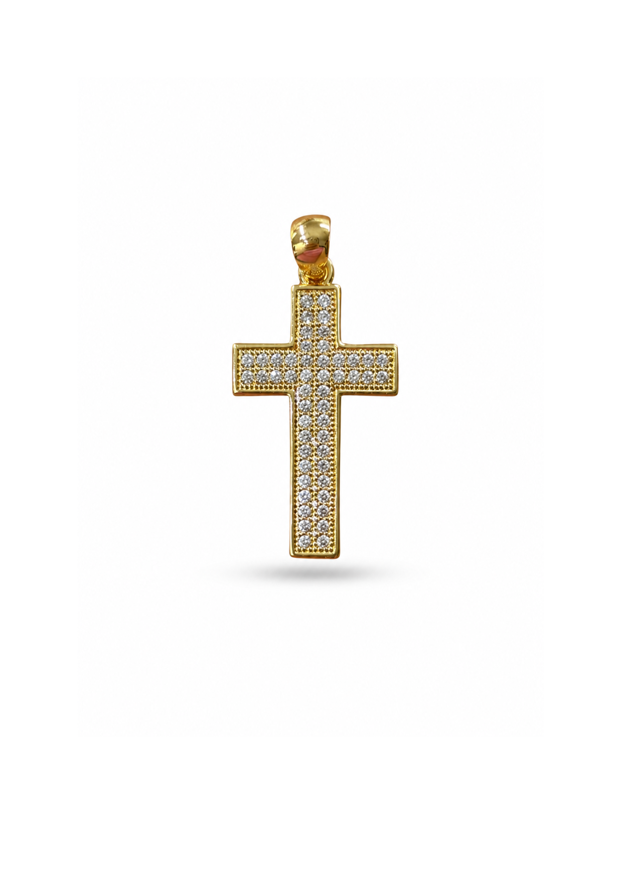 Dije cruz premium pavé acero inoxidable