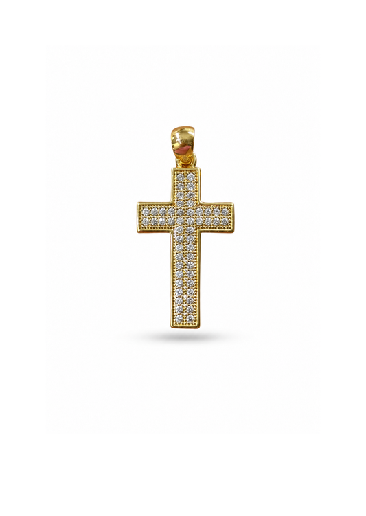 Dije cruz premium pavé acero inoxidable