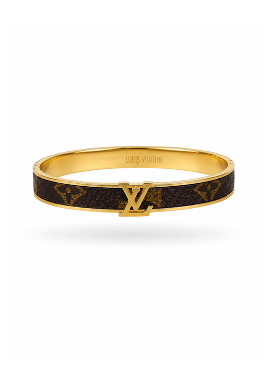 Brazalete logo LV estilo alta costura acero inoxidable
