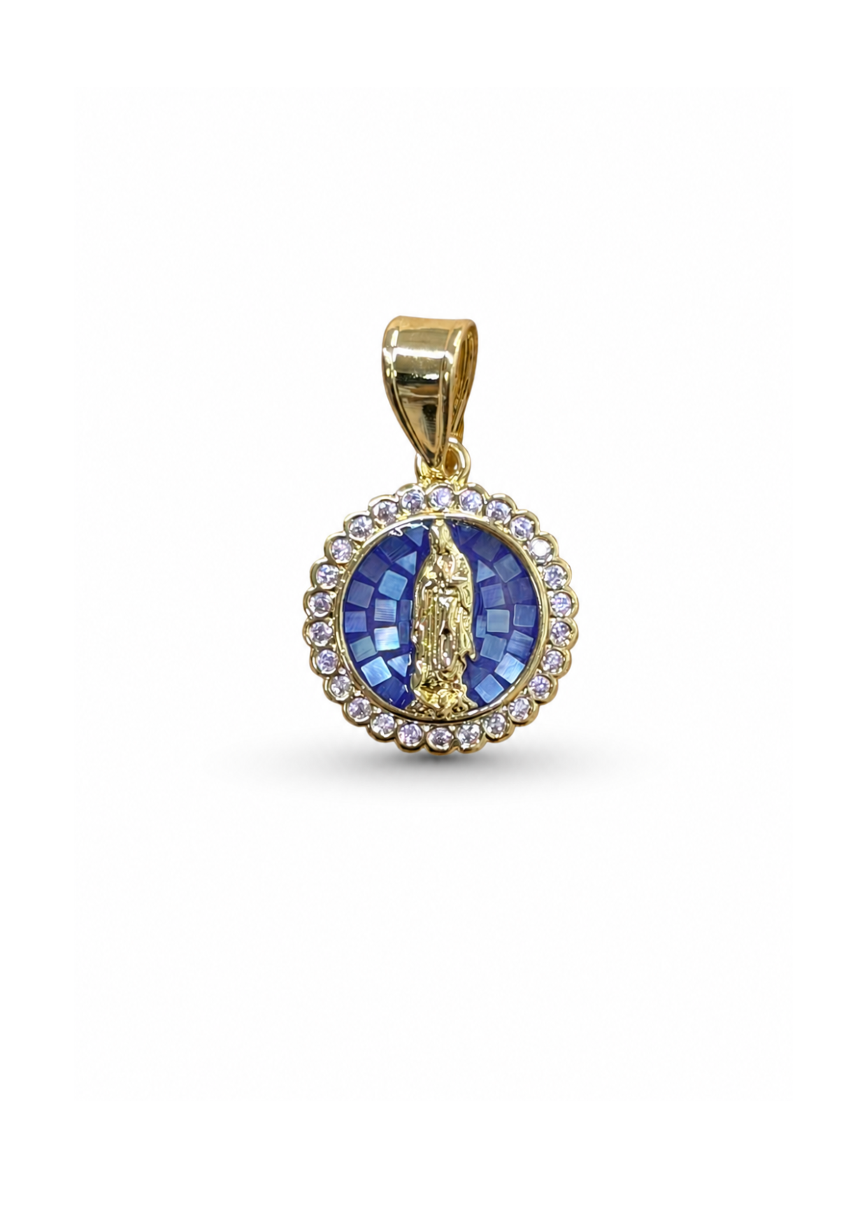 Dije virgen azul celestial acero inoxidable