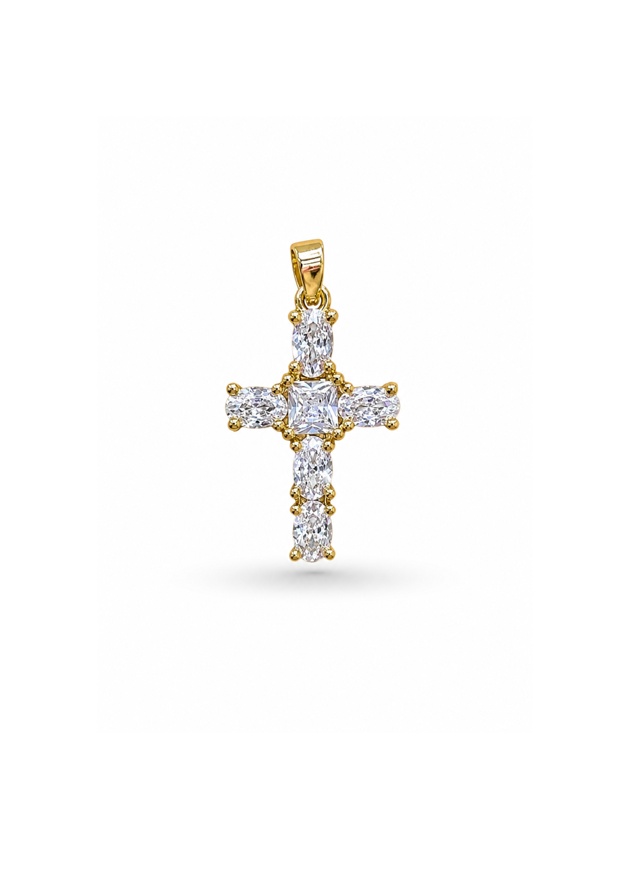 Dije cruz royale cut con zirconias acero inoxidable