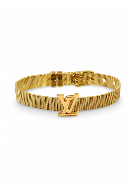 Brazalete de malla tejida LV acero inoxidable
