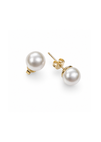Aretes perla chapa de oro