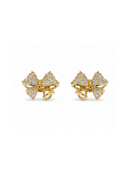 Aretes moño en pavé chapa de oro