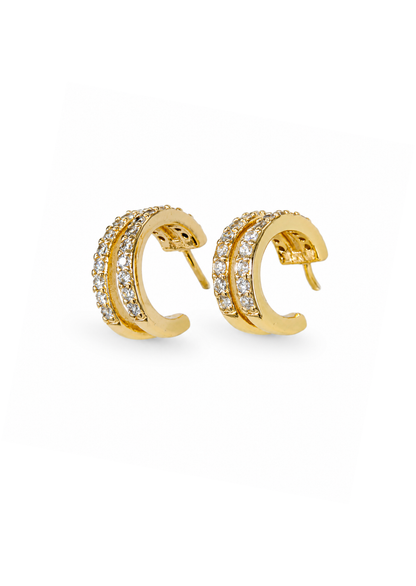 Aretes semi circulares dobles chapa de oro