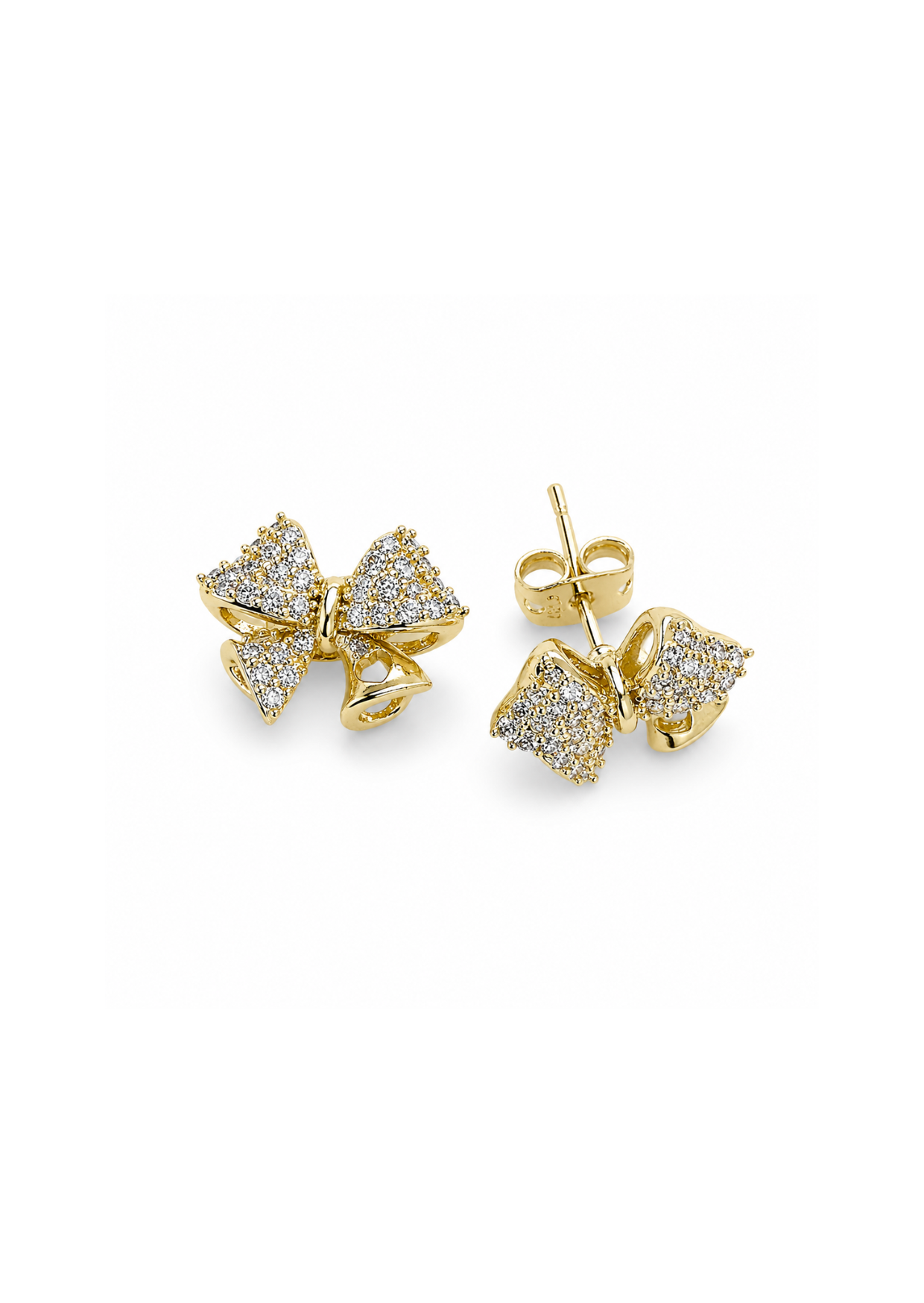 Aretes moño en pavé chapa de oro