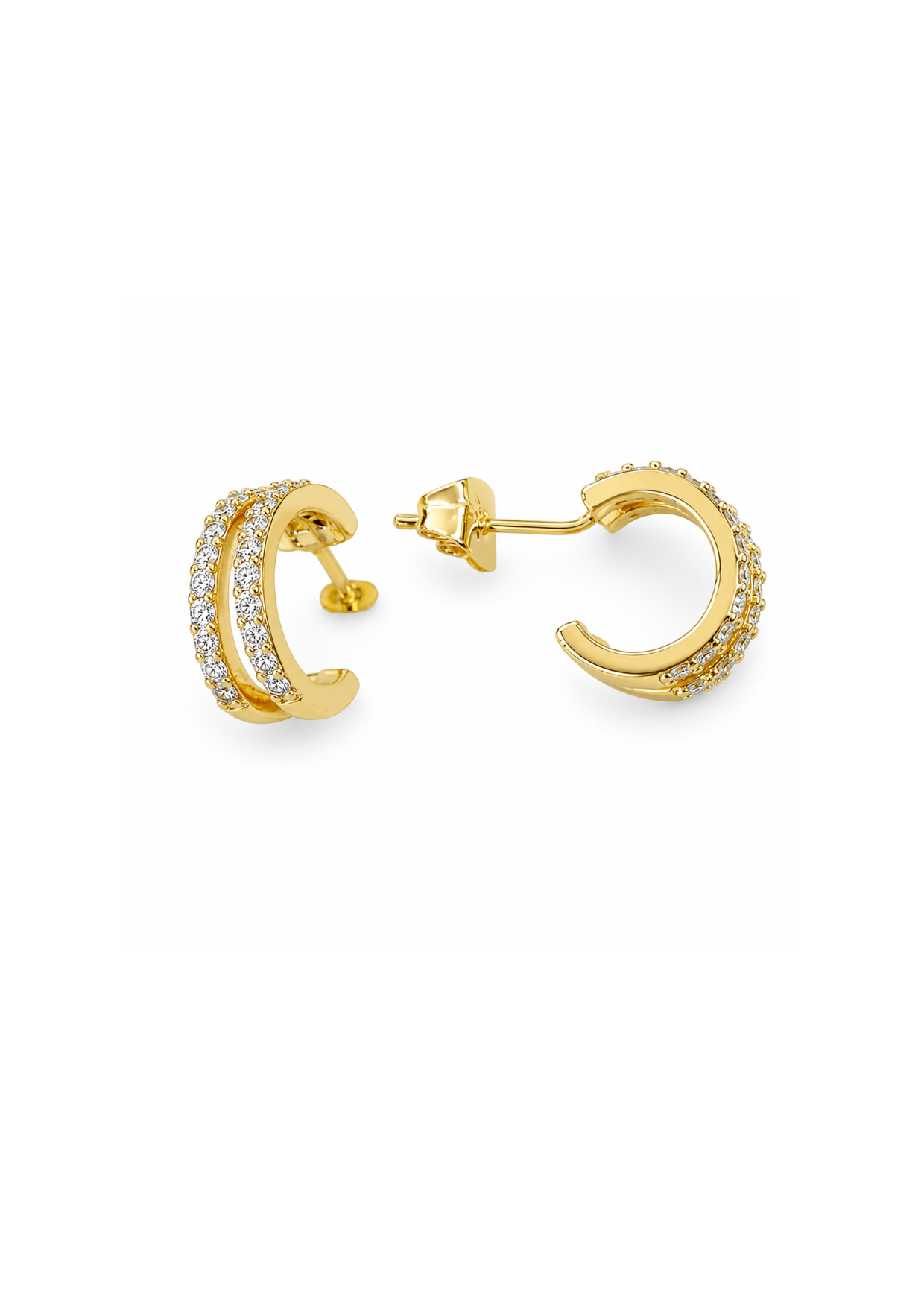 Aretes semi circulares dobles chapa de oro