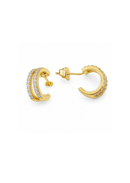 Aretes semi circulares dobles chapa de oro
