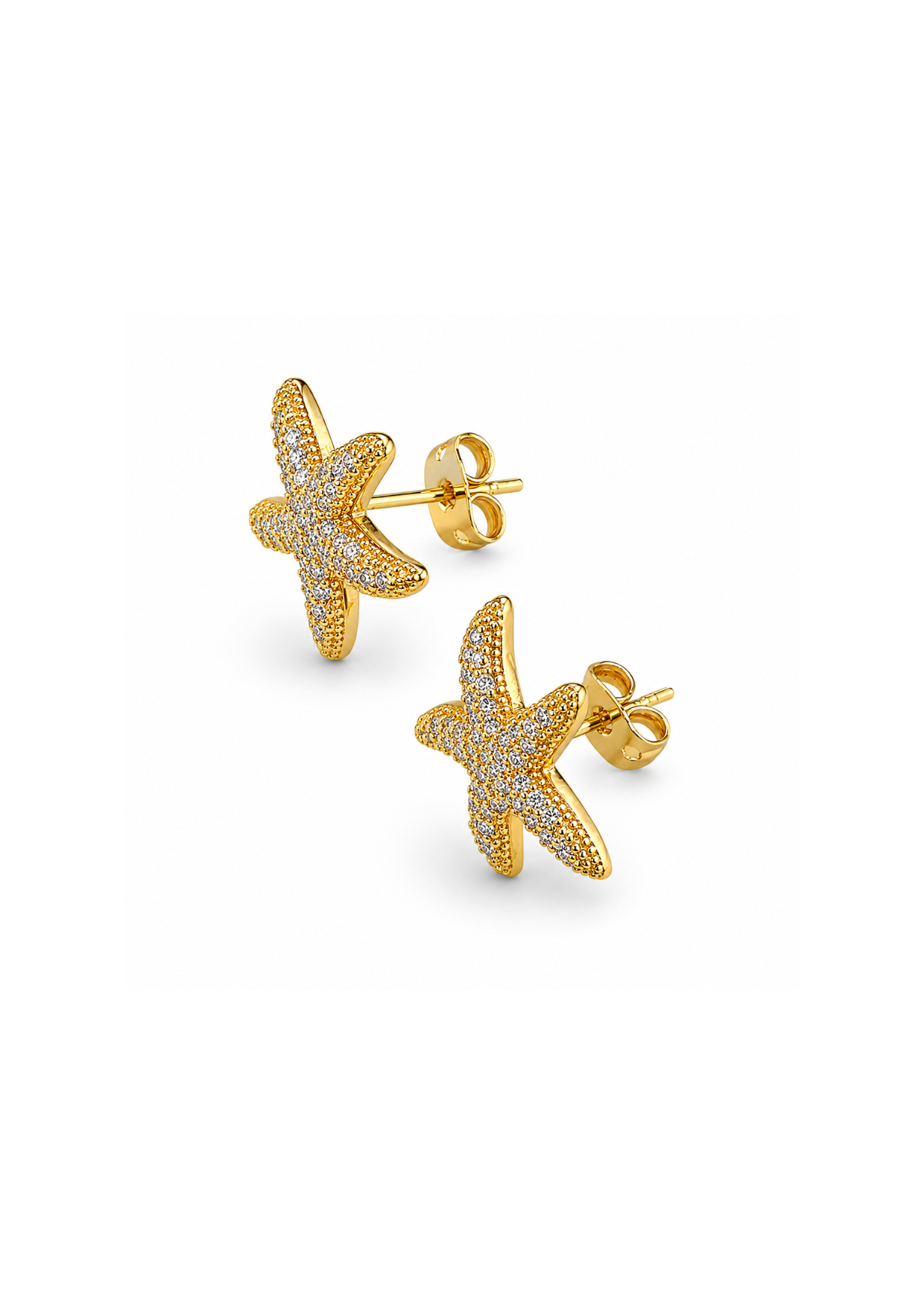 Aretes estrella de mar en pavé chapa de oro