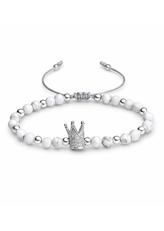 Pulsera de hilo blanca con corona