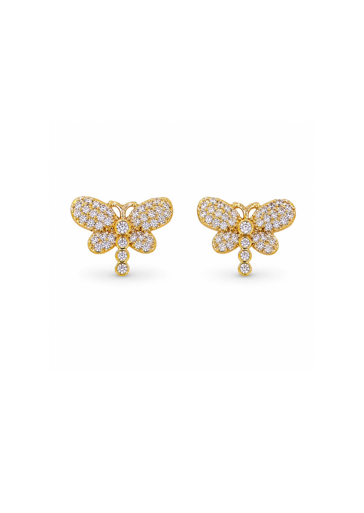 Aretes libélulas en pavé chapa de oro