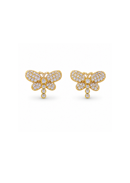 Aretes libélulas en pavé chapa de oro