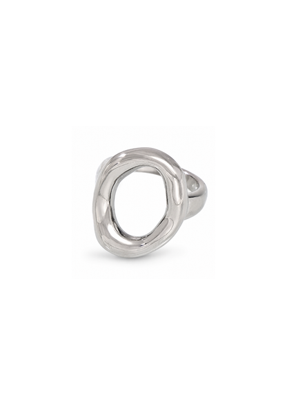 Anillo ovalado organic plateado acero inoxidable Waterproof 💧