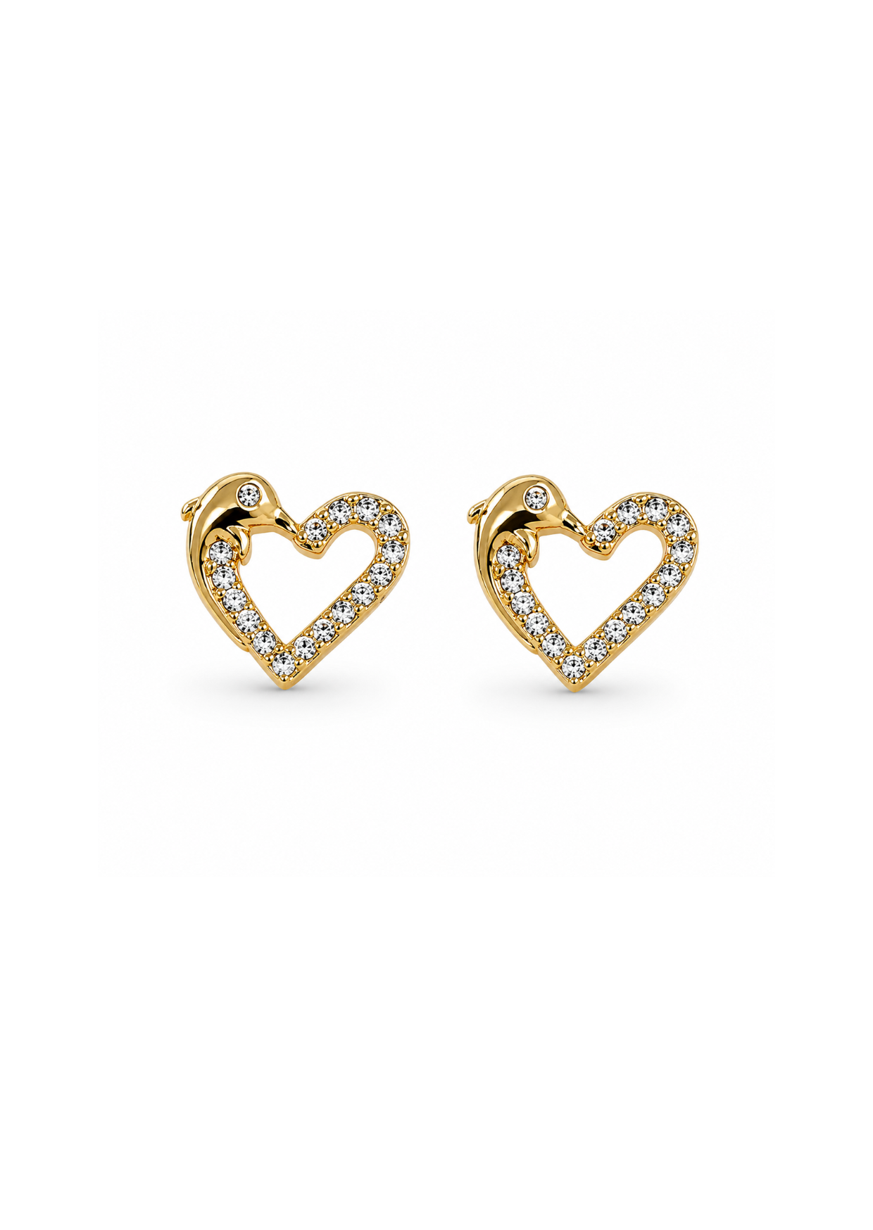 Aretes delfín corazón chapa de oro