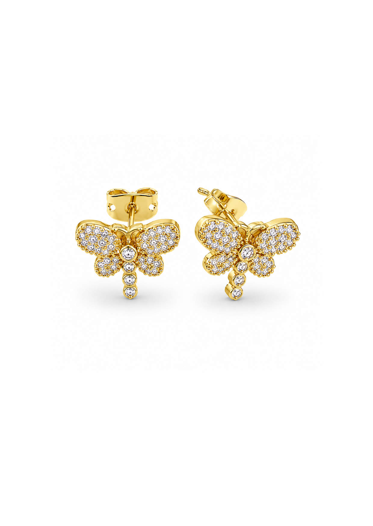 Aretes libélulas en pavé chapa de oro