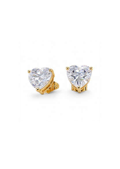 Aretes corazón diamante chapa de oro