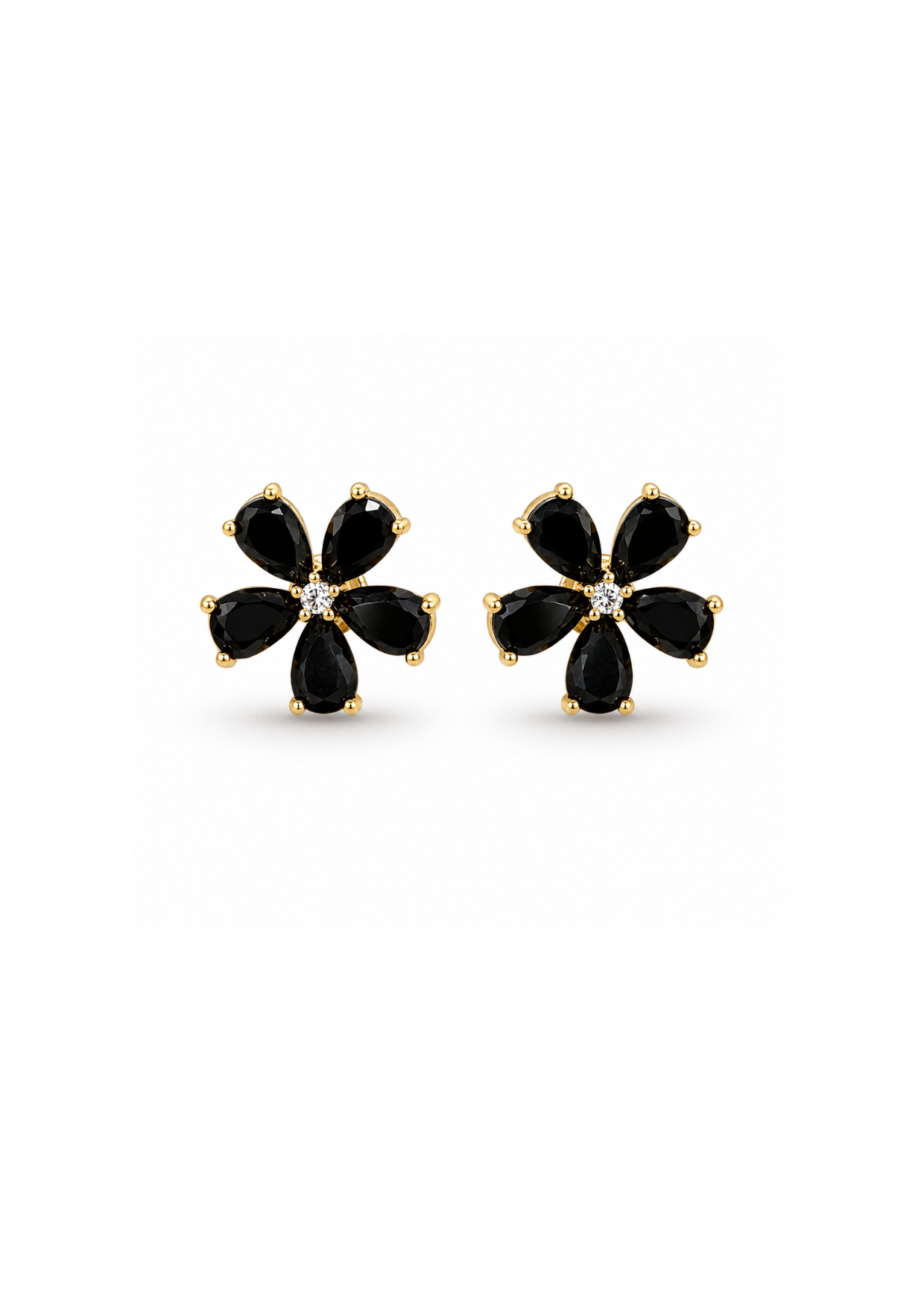 Aretes flor doble pétalo chapa de oro