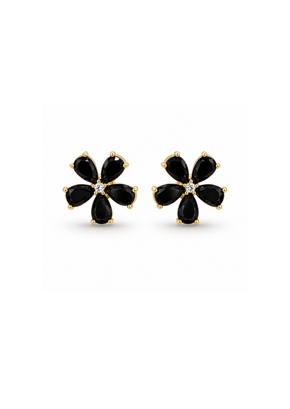 Aretes flor doble pétalo chapa de oro