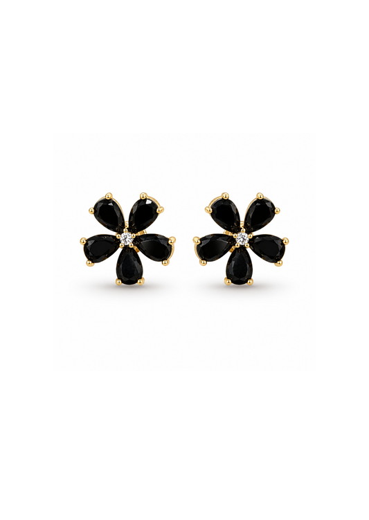 Aretes flor doble pétalo chapa de oro