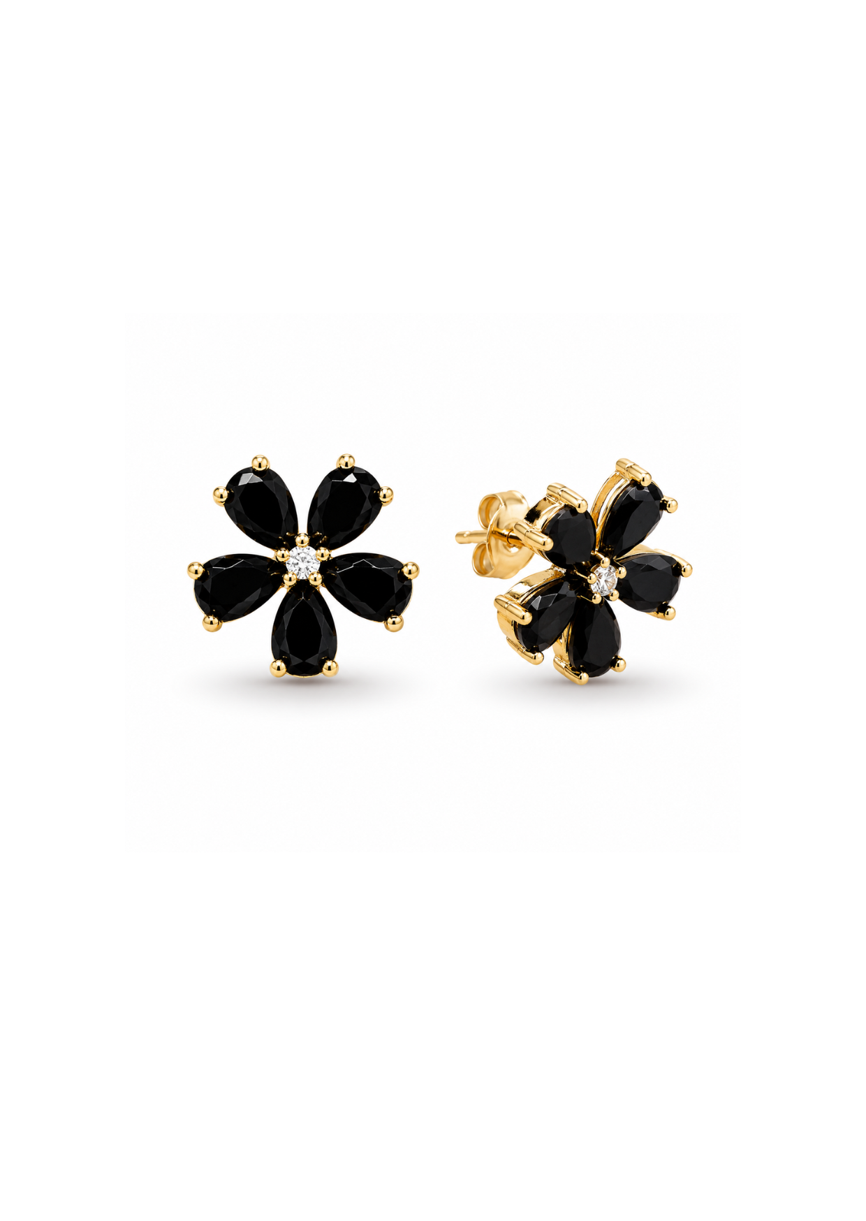 Aretes flor doble pétalo chapa de oro