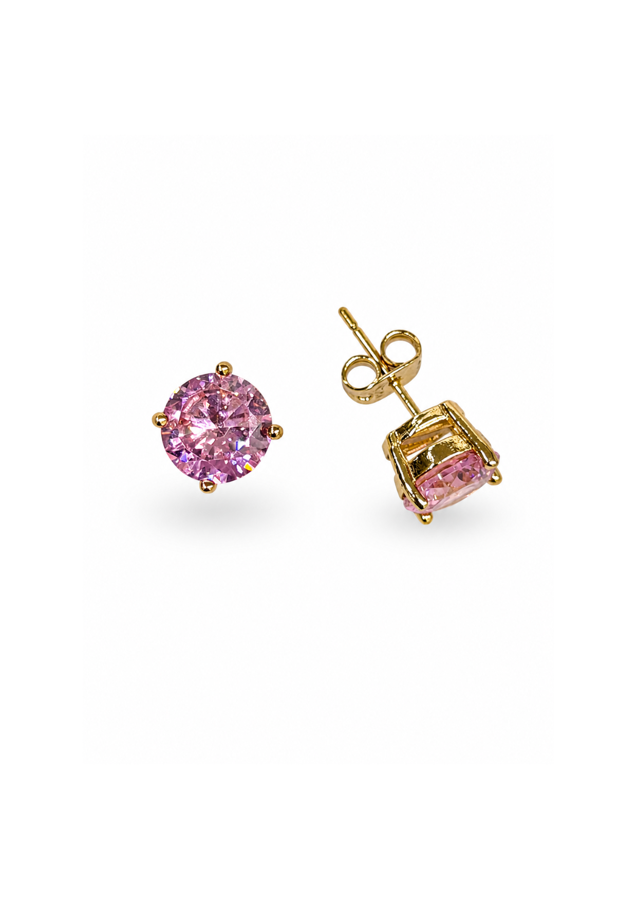 Aretes gema en solitario chapa de oro