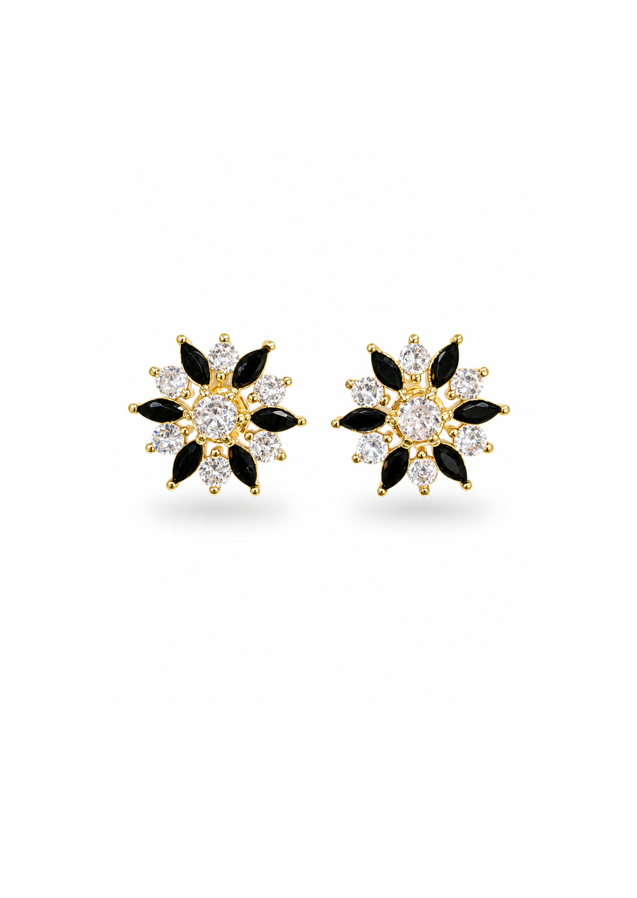 Aretes flor doble pétalo chapa de oro