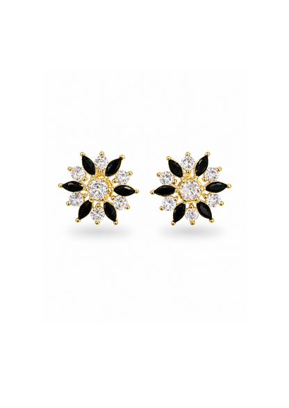Aretes flor doble pétalo chapa de oro