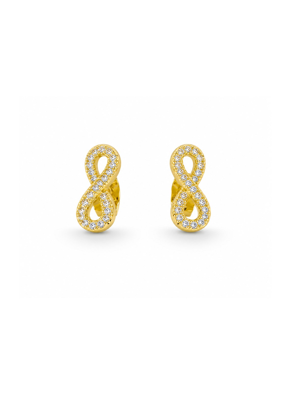 Aretes de infinito en pavé chapa de oro