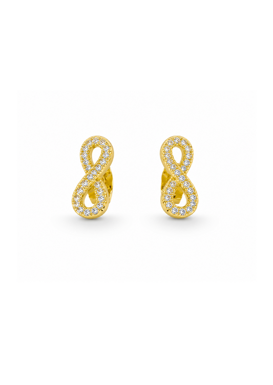 Aretes de infinito en pavé chapa de oro