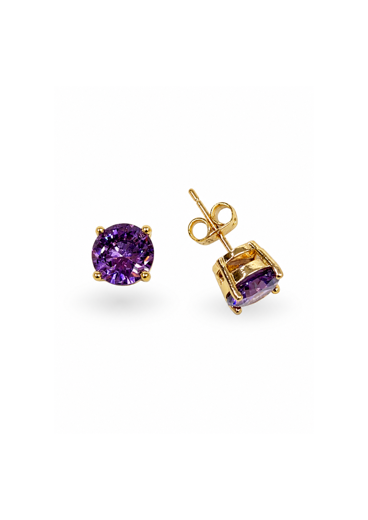 Aretes gema en solitario chapa de oro