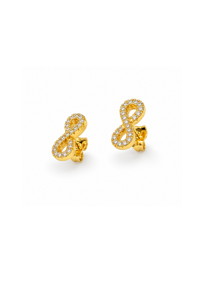 Aretes de infinito en pavé chapa de oro