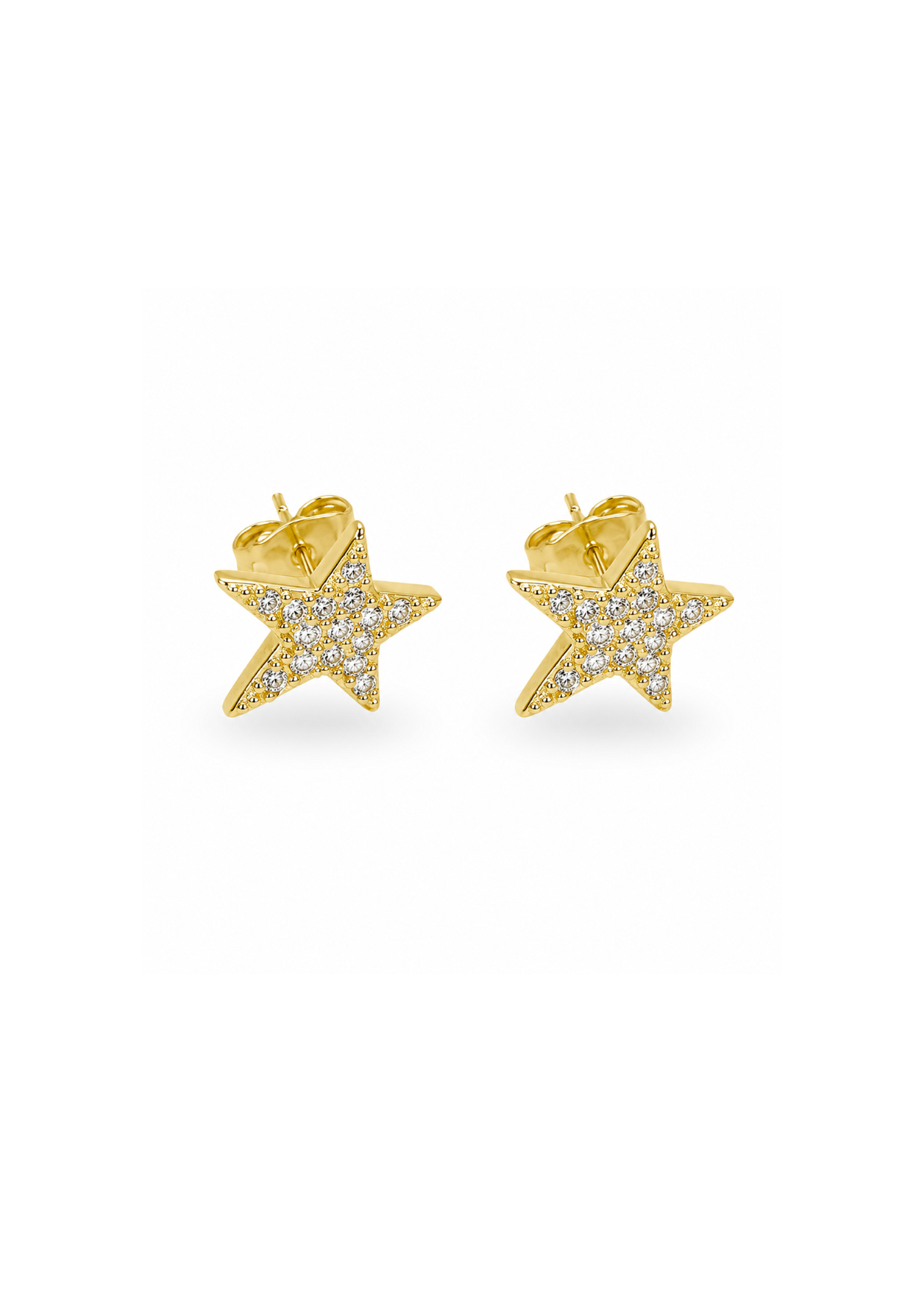 Estrella asimétrica en pavé chapa de oro