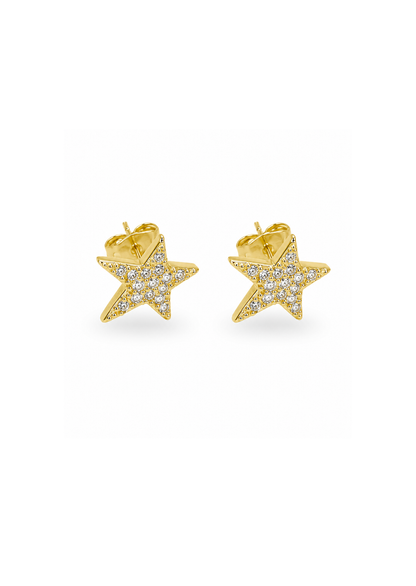 Estrella asimétrica en pavé chapa de oro